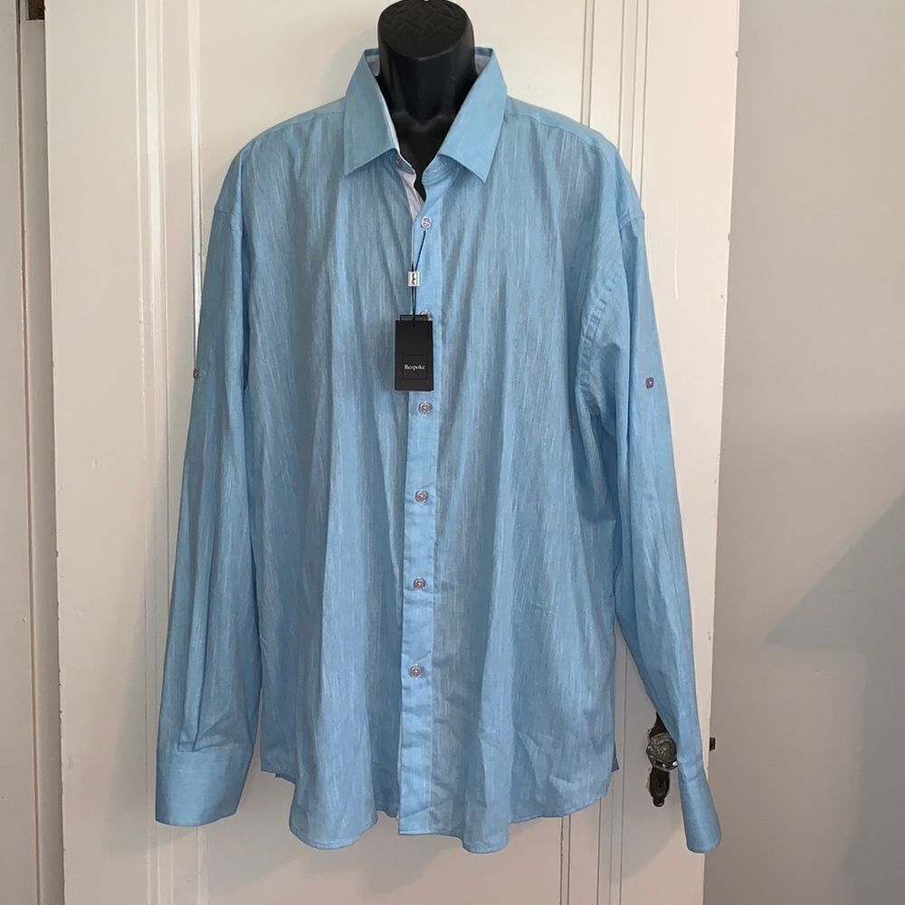 NWT Bespoke light blue‎ cotton button down shirt